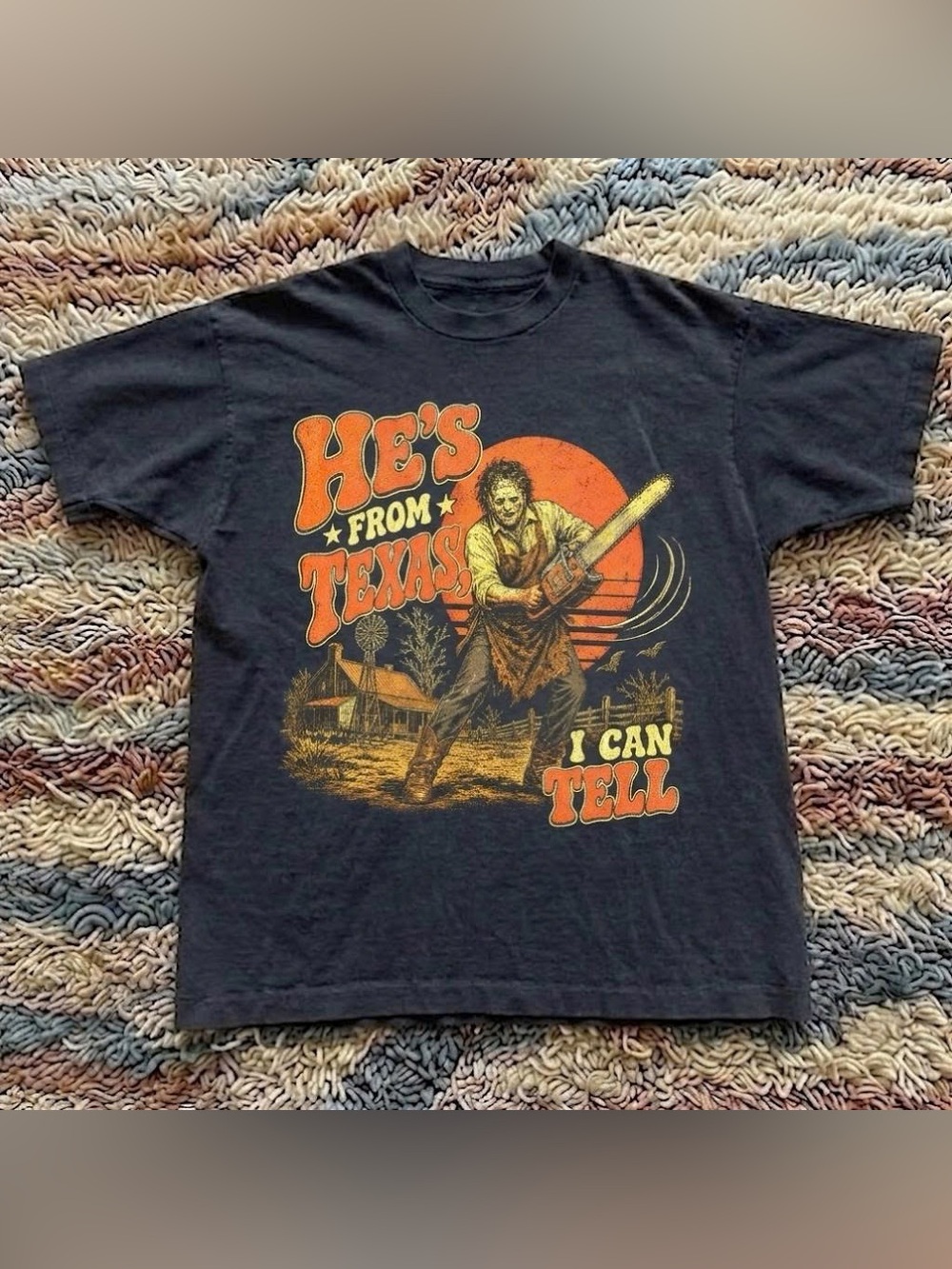He’s From Texas I Can Tell Graphic Tee Western Cowboy Guitar T Shirt